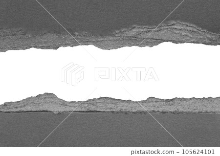 Black ripped paper torn edges strips isolated on white background 105624101