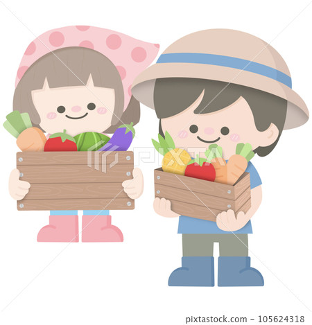 Cute farmer boy and girl Cute farmer boy and girl 105624318