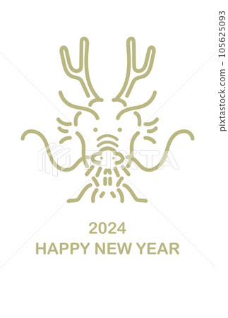 New Year's card design Simple dragon line drawing 105625093
