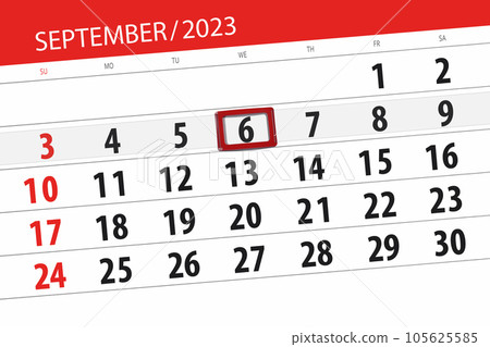 Calendar 2023, deadline, day, month, page, organizer, date, September, wednesday, number 6 Calendar 2023, deadline, day, month, page, organizer, date, September, wednesday, number 6 105625585