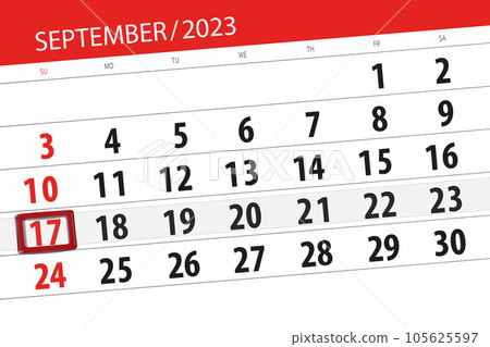 Calendar 2023, deadline, day, month, page, organizer, date, September, sunday, number 17 Calendar 2023, deadline, day, month, page, organizer, date, September, sunday, number 17 105625597