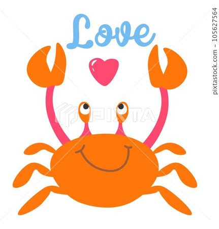 Crab animal character, sea wildlife love vector Crab animal character, sea wildlife love vector 105627564