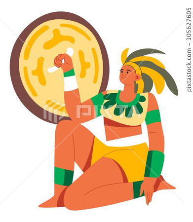 Mayan or aztec emperor or king, warrior soldier 105627605