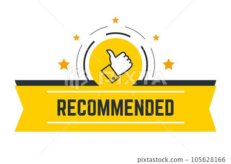 Recommended banner with thumb up and stars vector Recommended banner with thumb up and stars vector 105628166