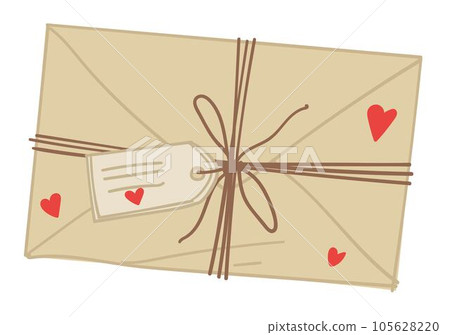 Love letter with decorative hearts and threads Love letter with decorative hearts and threads 105628220