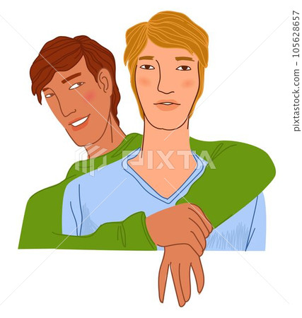 Homosexual couple hugging, pair in love dating Homosexual couple hugging, pair in love dating 105628657