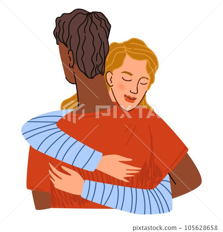 Couple or friends hugging, embracing man and woman 105628658