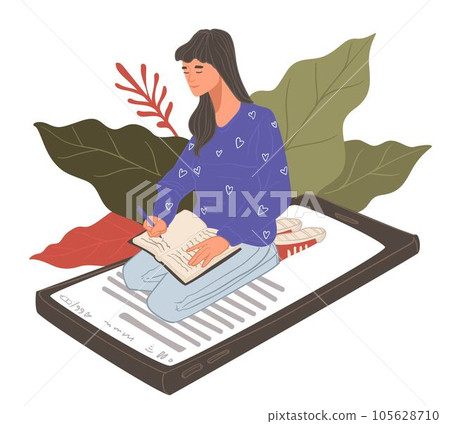 Copywriting and education, woman with notebook 105628710