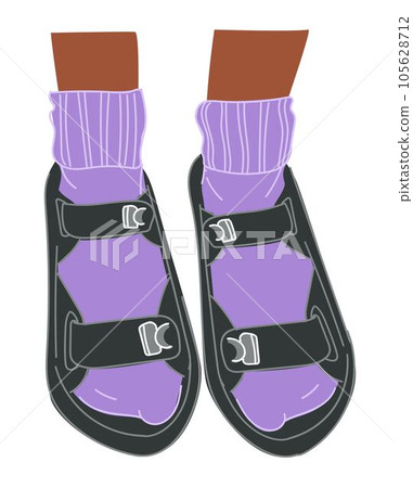 Comfortable leather sandals with straps, shoes 105628712