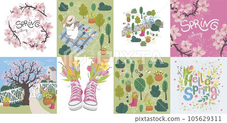 March and spring seasonal blooming and blossom March and spring seasonal blooming and blossom 105629311