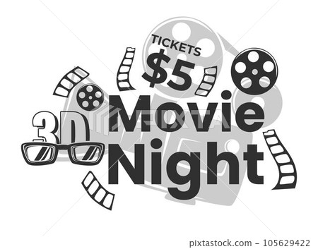 Movie night, admission and buying tickets vector 105629422
