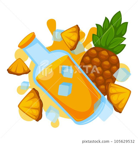 Pineapple juice or smoothie with ice cubes vector Pineapple juice or smoothie with ice cubes vector 105629532