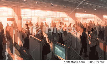 People in the airport terminal (Generative AI) 105629781
