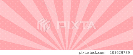 Concentrated lines of cute pop dots pink vector background horizontal horizontal wide 105629789