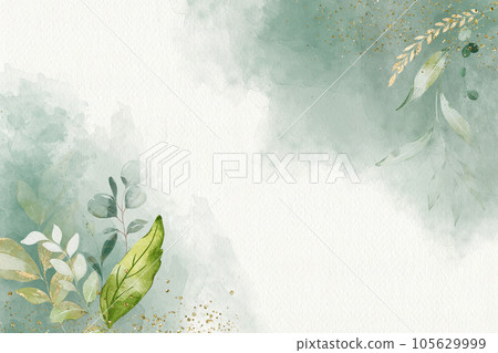 botanical watercolor background on sage green 105629999