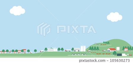 Ranch and milk production. Rural and urban distribution image illustration Ranch and milk production. Rural and urban distribution image illustration 105630273