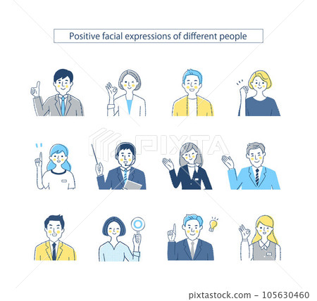 Expressions of various business people mix 3 positive 105630460