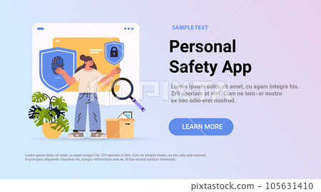 girl programmer using computer app to develop new security system personal safety application with two factor authentication 105631410