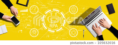 Robotic Process Automation theme with people working together 105632016