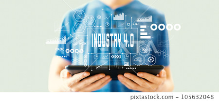 Industry 4.0 theme with man using a tablet 105632048