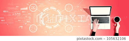 Content marketing concept with person using a laptop 105632106