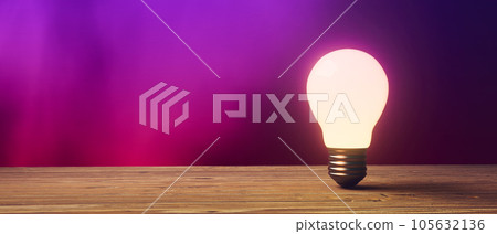 Light bulb on a colored background - 3D 105632136