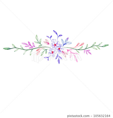 Flowers and Leaf Watercolor Illustration 105632164