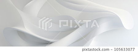 3D Light White Background with Smooth Wavy Lines 105633077