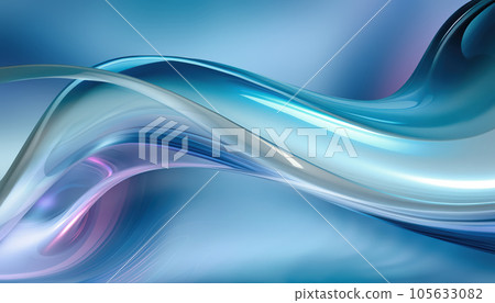3D Abstract Background with Liquid Glass Wave 105633082