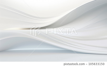 3D Abstract White Interior Background with Wavy Wall 3D Abstract White Interior Background with Wavy Wall 105633150