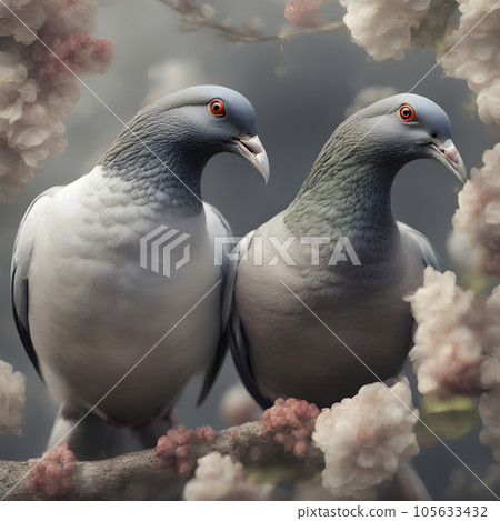 Wedding pigeons realistic art highquality sharp focus 105633432