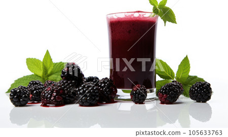 blackberry fresh and juice on the isolated background 105633763