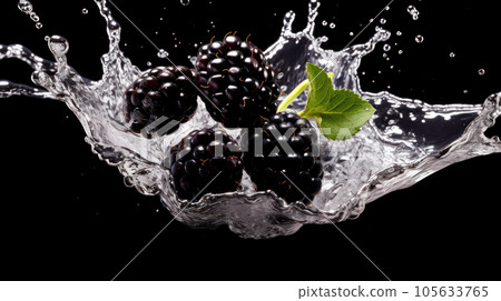 blackberry fresh water splashing on the isolated background blackberry fresh water splashing on the isolated background 105633765