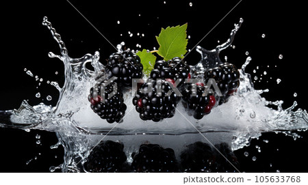 blackberry fresh water splashing on the isolated background 105633768