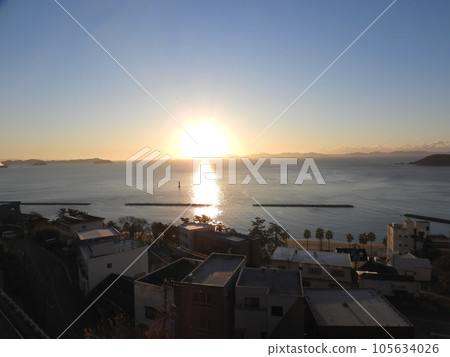 Asahi rising from Mikawa Bay December Asahi rising from Mikawa Bay December 105634026