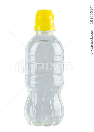 Closed bottle of water with sport cap isolated on white background. 105635144