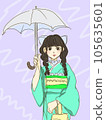 A woman in a yukata that shows a parasol 105635601