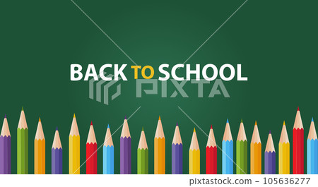 Back to school background with colored pencils.School horisontal banner.Vector illustration 105636277