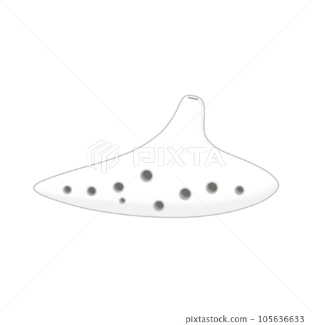 Front side of white ocarina (8 large holes, 1 small hole) Front side of white ocarina (8 large holes, 1 small hole) 105636633