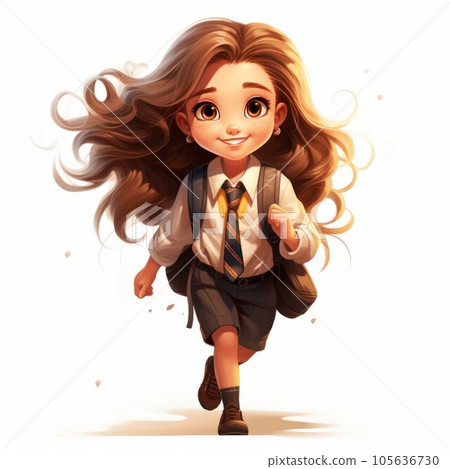 A little girl going to school with bag pack. Stock Vector