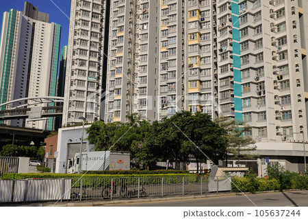 Aug 3 2023 Hoi Ying Estate is a public housing estate, hk Aug 3 2023 Hoi Ying Estate is a public housing estate, hk 105637244