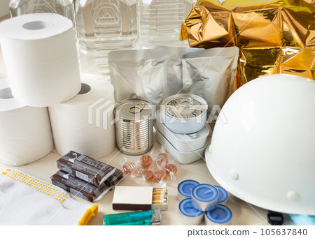 Disaster prevention goods home evacuation stockpiles disaster prevention items disaster Disaster prevention goods home evacuation stockpiles disaster prevention items disaster 105637840