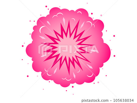 Vector vintage sticker with atomic bomb explosion in pink color. Pacific vintage military poster with nuclear bomb. Barbenheimer. Vector vintage sticker with atomic bomb explosion in pink color. Pacific vintage military poster with nuclear bomb. Barbenheimer. 105638034