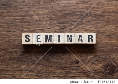 Seminar - word concept on building blocks, text 105638438