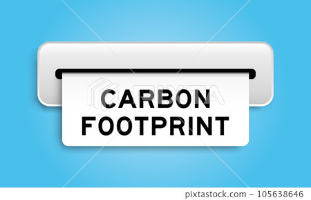 White coupon banner with word carbon footprint from machine on blue color background White coupon banner with word carbon footprint from machine on blue color background 105638646
