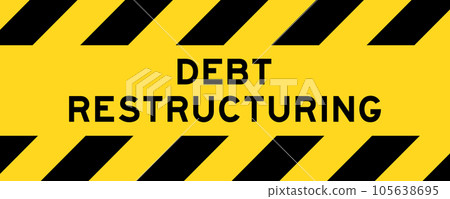 Yellow and black color with line striped label banner with word debt restructuring Yellow and black color with line striped label banner with word debt restructuring 105638695