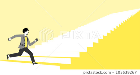 跑步女商人和樓梯圖像插圖、矢量 105639267