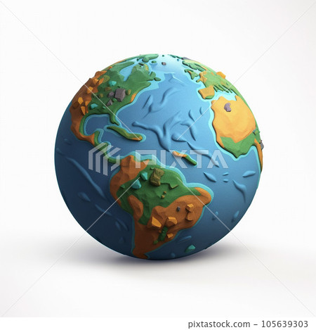 3d model clay globe isolated on a white background. By generative AI. 105639303