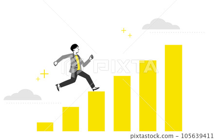 一位正在跑步的女商人的插圖圖像和圖表、矢量素材 105639411
