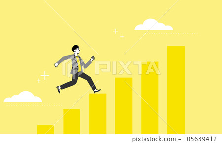 一位正在跑步的女商人的插圖圖像和圖表、矢量素材 105639412